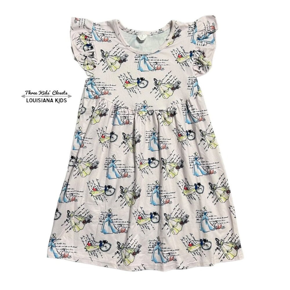 Girls 5-6T Pink Princess Belle - Cinderella - Snow White Pearl Dress